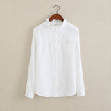 jf23 Foxmertor 100% Cotton Shirt White Blouse 2020 Spring Autumn Blouses Shirts Women Long Sleeve Casual Tops Solid Pocket Blusas #66