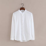 jf23 Foxmertor 100% Cotton Shirt White Blouse 2020 Spring Autumn Blouses Shirts Women Long Sleeve Casual Tops Solid Pocket Blusas #66