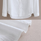 jf23 Foxmertor 100% Cotton Shirt White Blouse 2020 Spring Autumn Blouses Shirts Women Long Sleeve Casual Tops Solid Pocket Blusas #66