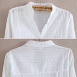 jf23 Foxmertor 100% Cotton Shirt White Blouse 2020 Spring Autumn Blouses Shirts Women Long Sleeve Casual Tops Solid Pocket Blusas #66