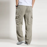 Pantalones cargo recto. Pantalones sueltos de algodón.