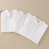 jf23 Foxmertor 100% Cotton Shirt White Blouse 2020 Spring Autumn Blouses Shirts Women Long Sleeve Casual Tops Solid Pocket Blusas #66