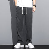 Pantalones vaqueros para hombre. Pantalones rectos sueltos con cordón, cintura elástica.