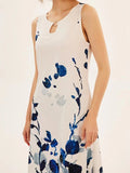 jf23 New Spring/Summer Casual Sleeveless Long Dress Women's V-Neck Printed Dresses Swing Bohemian Retro Dresses  A-LINE