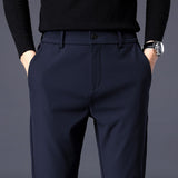 Pantalones casuales para hombres. Pantalones elásticos ajustados cintura elástica.