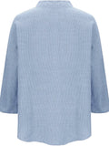 plus Size Women's V-Neck Striped Long Sleeve Button Shirt Casual Classic Fit Office Workwear