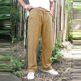 Pantalón de Lino para hombres. Pantalones de pierna ancha. Jogging Oversize.