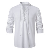 Camisa Blusa de lino y algodón de manga larga para hombre