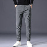 Pantalones casuales para hombres. Pantalones elásticos ajustados cintura elástica.
