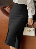 jf23 Package Hip High Waist Fishtail Skirts Elegant Women Evangelical Knee-length Saias Office Mermaid Skirts Fashion 2023