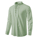 Camisa Blusa de lino y algodón de manga larga para hombre