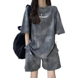 jf23 Summer Casual Sport Suits Short Sets Oversized T Shirt Women Clothing Tracksuit Woman Two Piece Sets Womens Outifits Streetwear