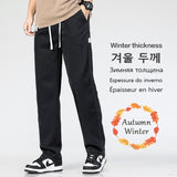 Pantalones vaqueros para hombre. Pantalones rectos sueltos con cordón, cintura elástica.