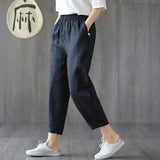 jf23  Summer Linen Pants Loose Casual Pants Streetwear Women Trousers Baggy Pants Sweatpants Y2k Pants Plus Size 3XL Harem Pants Woman