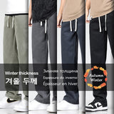 Pantalones vaqueros para hombre. Pantalones rectos sueltos con cordón, cintura elástica.