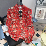 Retro Floral Short Sleeve Shirt Men Trendy Personalized Versatile Cool Five-point Sleeve Summer Hawaii Clothing Trend