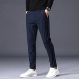 Pantalones casuales para hombres. Pantalones elásticos ajustados cintura elástica.