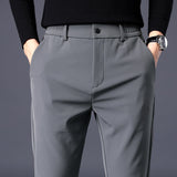Pantalones casuales para hombres. Pantalones elásticos ajustados cintura elástica.