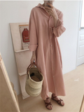 Vestido holgado de algodón largo. Vestido suelto de mujer.