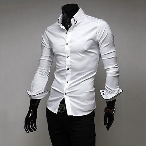 Camisa Hombre Formal Entallada Slim Fit Blanca Lisa Manga Larga PX002 – Te  Quiero Fashion