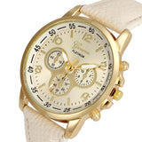 Reloj Pulsera Elegante Mujer Dama Casual Cuero Cuarzo Unisex Hombre Caballero