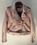Otoño Mujer Dama Señora Simil Gamuza Chaqueta Campera Abrigo Delgada Cuero Ecologico Exterior