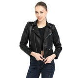 Otoño Cuero Ecologico Chaqueta Campera Abrigo Mujer Dama Señora Exterior Motocicleta con Cinturon