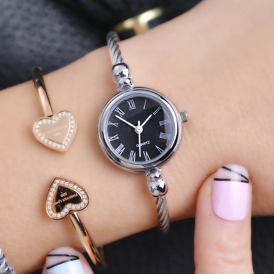 Reloj Pulsera Sencillo Plata Mujer Dama Pequeño Elegante – Te