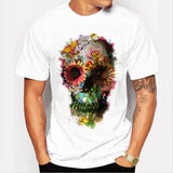 Remera Chomba Hombre Calavera Craneo Diseño Floral Flores Manga Corta