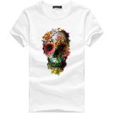 Remera Chomba Hombre Calavera Craneo Diseño Floral Flores Manga Corta