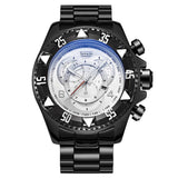 Reloj Pulsera Grande Creativo Oro Azul Acero Cuarzo Hombre Caballero A prueba de Agua