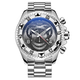 Reloj Pulsera Grande Creativo Oro Azul Acero Cuarzo Hombre Caballero A prueba de Agua