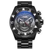 Reloj Pulsera Grande Creativo Oro Azul Acero Cuarzo Hombre Caballero A prueba de Agua