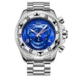 Reloj Pulsera Grande Creativo Oro Azul Acero Cuarzo Hombre Caballero A prueba de Agua