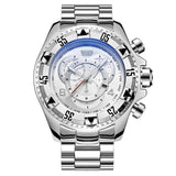Reloj Pulsera Grande Creativo Oro Azul Acero Cuarzo Hombre Caballero A prueba de Agua