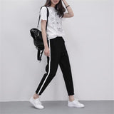 Pantalones Deportivo Casual Mujer color Negro franja Blanca Trusas Talles Grandes