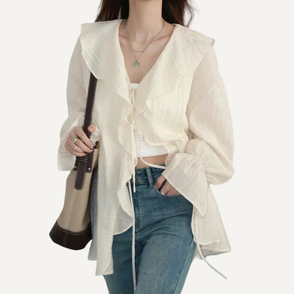 Blusa Ligera de Gasa Translúcida