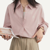 Camisa Fina Oversize Celeste/Rosa