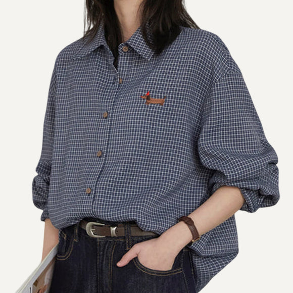 Camisa cuadriculada con bordado