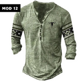 Camiseta vintage de manga larga para hombre, estilo urbano, con estampado 3D.