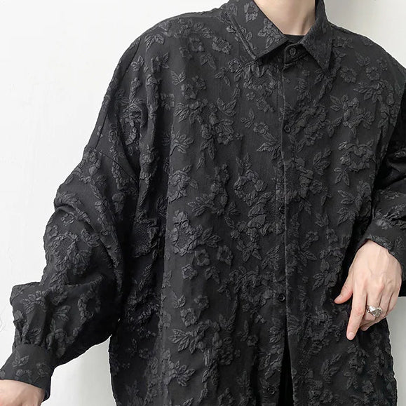 Camisa Unisex Holgada con patrones florales en relieve