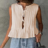 Blusa Corta sin Mangas con Cintas