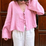 Camisa con Lazo y Nudo Frontal