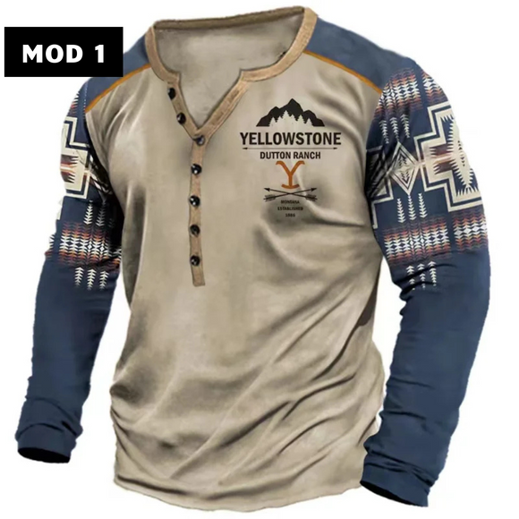 Camiseta vintage de manga larga para hombre, estilo urbano, con estampado 3D.