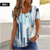 (sólo 50 en Promo!) Camiseta Remera en V Cartoon 3d Women's