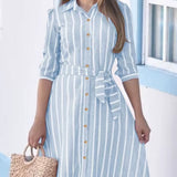 Vestido Franjas Estilo Camisa