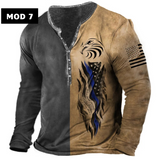 Camiseta vintage de manga larga para hombre, estilo urbano, con estampado 3D.