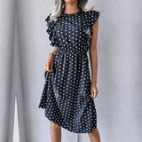 Vestido con manga volantes. Vestido con estampado para mujer.