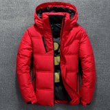 Campera Hombre Plumas Blanca con Capucha Invierno