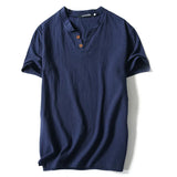 Remera lino Manga Corta Verano Solida Talles Grandes Hombre